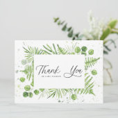 Waterverf Ferns en Eucalyptus Lijst Wedding Bedankkaart (Staand voorkant)