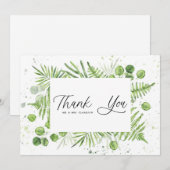 Waterverf Ferns en Eucalyptus Lijst Wedding Bedankkaart (Voorkant / Achterkant)