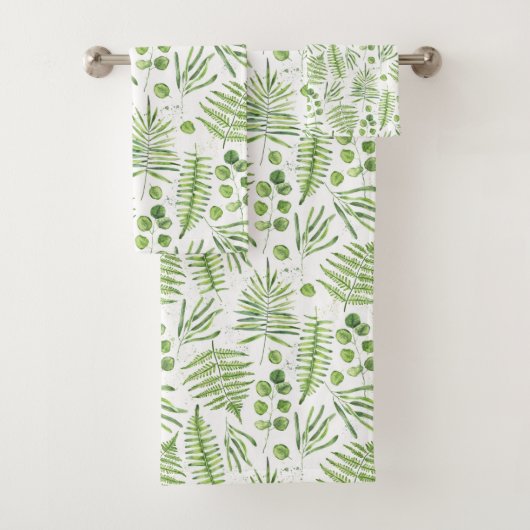 Waterverf Ferns en Eucalyptus Pattern Bad Handdoek (Insitu)