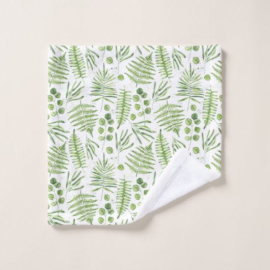Waterverf Ferns en Eucalyptus Pattern Bad Handdoek (Wasdoekje)