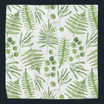 Waterverf Ferns en Eucalyptus Pattern Bandana<br><div class="desc">Voeg een groen accent toe aan je outfit of die van je hond met deze grillige bandana. Het bevat waterverf-afbeeldingen van groene termen en eucalyptuspatronen. Deze groene deken zal perfect zijn als een geschenk. Overeenkomende objecten zijn beschikbaar.</div>