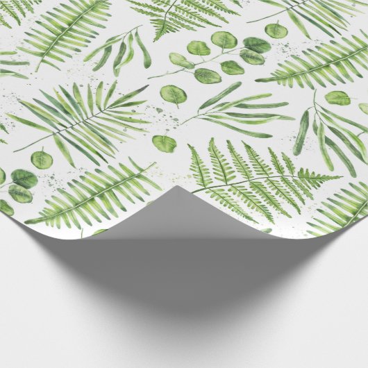 Waterverf Ferns en Eucalyptus Pattern Cadeaupapier (Hoek)