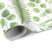 Waterverf Ferns en Eucalyptus Pattern Cadeaupapier (Rol Hoek)