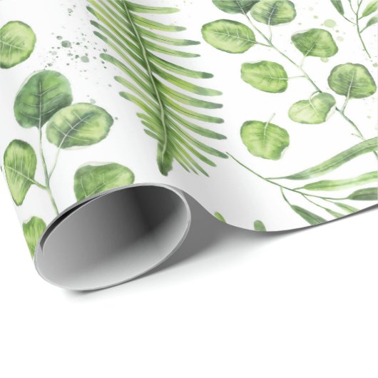 Waterverf Ferns en Eucalyptus Pattern Cadeaupapier (Rol Hoek)