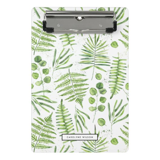 Waterverf Ferns en Eucalyptus Pattern Mini Klembord (Voorkant)