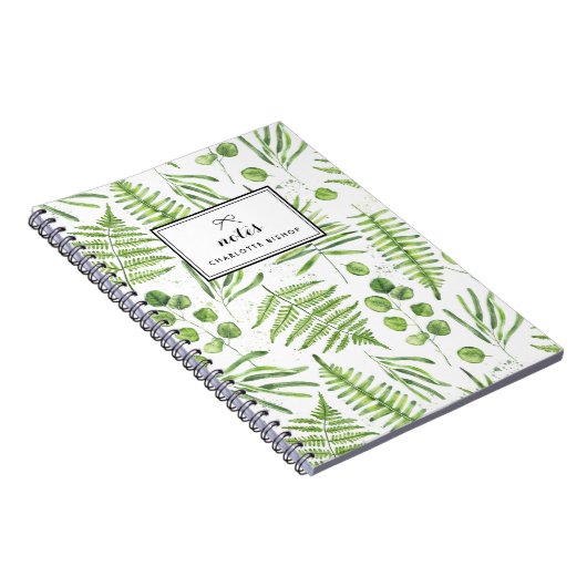 Waterverf Ferns en Eucalyptus Pattern Notitieboek (Rechterzijde)