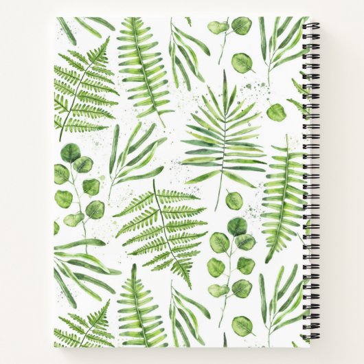 Waterverf Ferns en Eucalyptus Pattern Notitieboek (Achterkant)