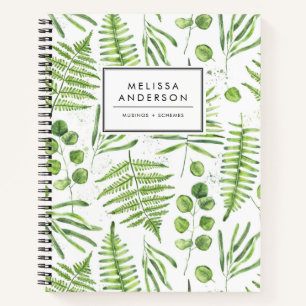 Waterverf Ferns en Eucalyptus Pattern Notitieboek