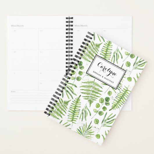 Waterverf Ferns en Eucalyptus Pattern Planner (Display)