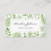 Waterverf Ferns en Eucalyptus Pattern Script Visitekaartje (Voorkant)