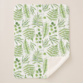 Waterverf Ferns en Eucalyptus Pattern Sherpa Deken (Voorkant)