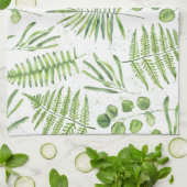 Waterverf Ferns en Eucalyptus Pattern Theedoek (Gevouwen)