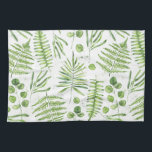 Waterverf Ferns en Eucalyptus Pattern Theedoek<br><div class="desc">Voeg een groen accent toe aan uw keuken met deze grillige sherpa-deken. Het bevat waterverf-afbeeldingen van groene termen en eucalyptuspatronen. Deze groene handdoek zal perfect zijn als een geschenk. Overeenkomende objecten zijn beschikbaar.</div>