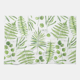 Waterverf Ferns en Eucalyptus Pattern Theedoek