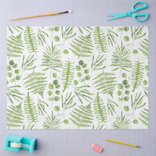 Waterverf Ferns en Eucalyptus Pattern Tissuepapier (Craft)