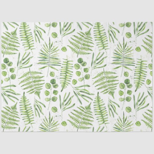 Waterverf Ferns en Eucalyptus Pattern Tissuepapier (Voorkant)