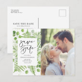 Waterverf Ferns & Eucalyptus Foto opslaan Datum Aankondigingskaart (Voorkant / Achterkant)