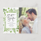 Waterverf Ferns & Eucalyptus Foto opslaan Datum Aankondigingskaart (Voorkant)