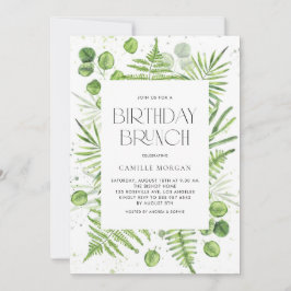 Waterverf Ferns & Eucalyptus Lijst Birthday Party Kaart