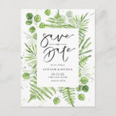 Waterverf Ferns & Eucalyptus Lijst Opslaan Datum Aankondigingskaart (Voorkant)