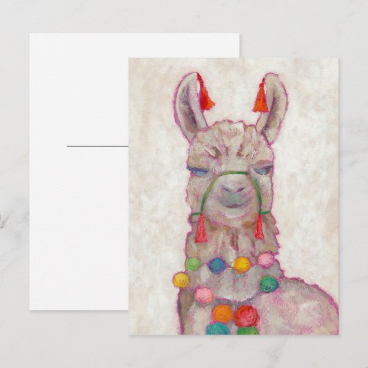 Waterverf Festival Llama Briefkaart (Voorkant / Achterkant)