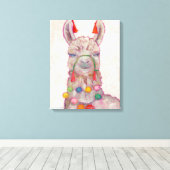 Waterverf Festival Llama Canvas Afdruk (Insitu (Houten vloer))