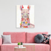 Waterverf Festival Llama Canvas Afdruk (Insitu (Woonkamer))