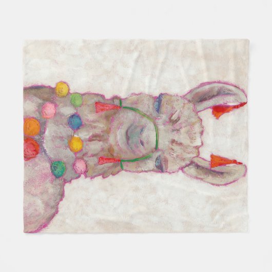 Waterverf Festival Llama Fleece Deken (Voorkant (Horizontaal))