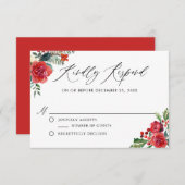 Waterverf Festive Floral Borders Winter RSVP Informatiekaartje (Voorkant / Achterkant)