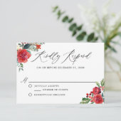Waterverf Festive Floral Borders Winter RSVP Informatiekaartje (Staand voorkant)