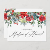 Waterverf Festive Floral Garland Matron of Honor Aankondigingskaart