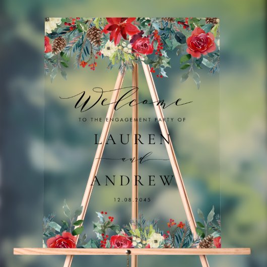 Waterverf Festive Floral Garland Weddenschap Welko Acryl Bord (Neutraal)