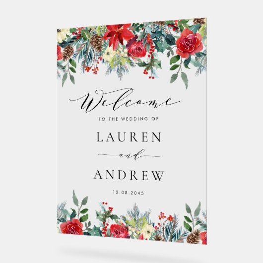 Waterverf Festive Floral Garland Weddenschap Welko Acryl Bord (Hoek)