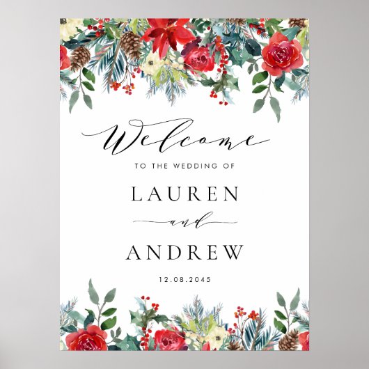 Waterverf Festive Floral Garland Weddenschap Welko Poster (Voorkant)