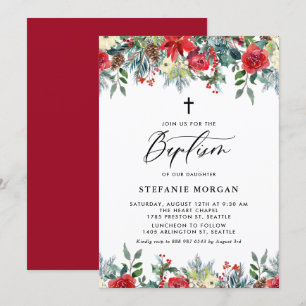 Waterverf Festive Floral Garland Winter Baptisme Kaart