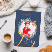 Waterverf Festive foliage Wreator & Fox foto Feestdagenkaart