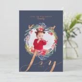 Waterverf Festive foliage Wreator & Fox foto Feestdagenkaart (Staand voorkant)