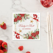 Waterverf Festive Poinsettia Winter Wedding Servet (Insitu)