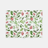Waterverf Festive Red Berry Holly verlaat het patr Fleece Deken (Voorkant (Horizontaal))