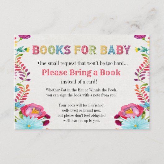 Waterverf Fiesta Mexican Books for Baby Card Informatiekaartje (Voorkant)