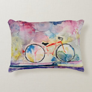 Waterverf Fiets Accent Kussen