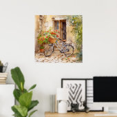Waterverf Fiets Art Poster (Thuiskantoor)