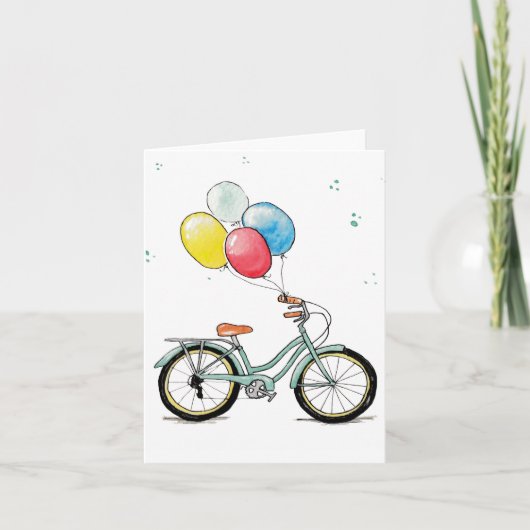 Waterverf  fiets - Birthday-kaart Bedankkaart (Voorkant)
