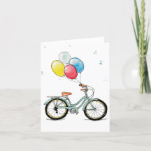 Waterverf  fiets - Birthday-kaart
