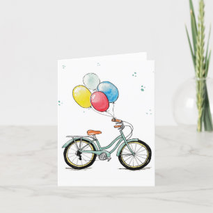 Waterverf  fiets - Birthday-kaart Bedankkaart