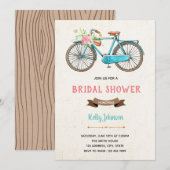 Waterverf Fiets Bruids Douche Uitnodiging (Voorkant / Achterkant)