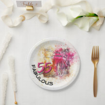  Waterverf fiets Fabulous 55th Birthday