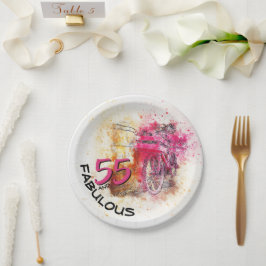  Waterverf fiets Fabulous 55th Birthday Papieren Bordje