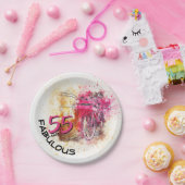  Waterverf fiets Fabulous 55th Birthday Papieren Bordje (Feest)