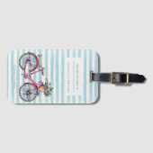 Waterverf fiets  gestreept op maat bagagelabel (Voorkant (horizontaal))